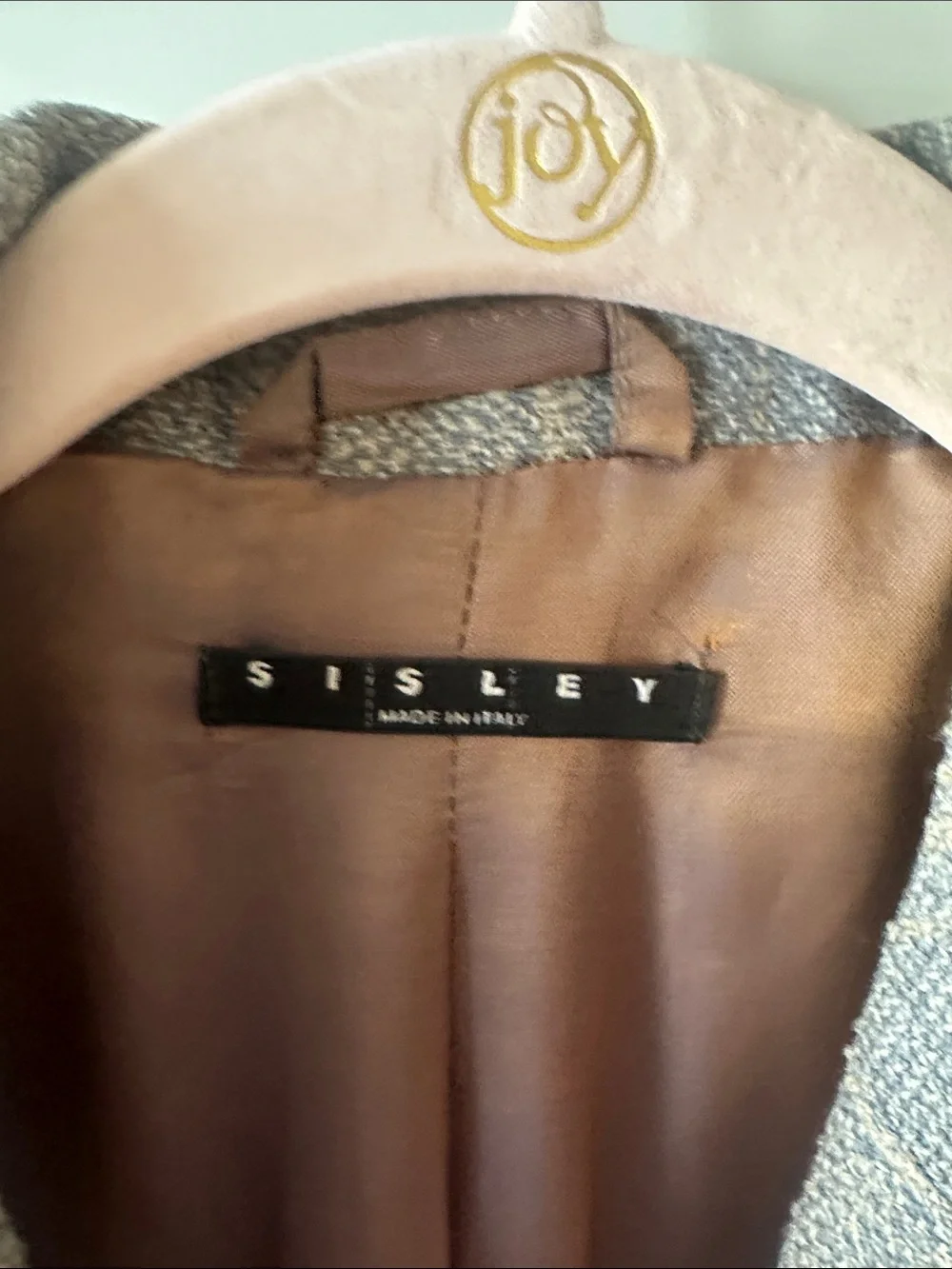 Sisley Gray Plaid Wool-Blend Pea Coat
